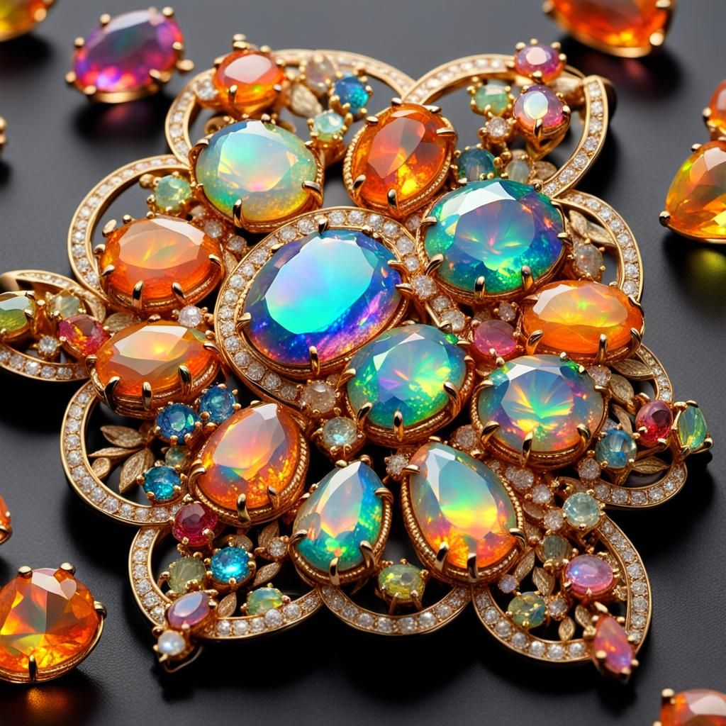 Oz Masterpiece in Fire Opals: Hyperrealistic Gem Art