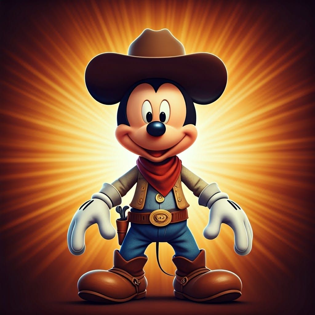 Mickey Mouse in a Vibrant Cowboy Aesthetic