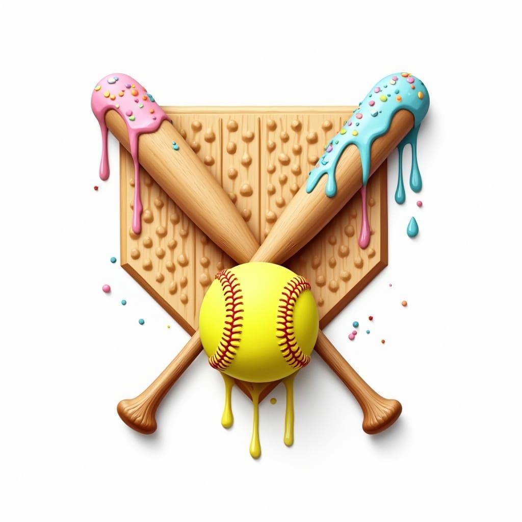 Colorful Softball Bats Dripping with Whimsical Ice Cream