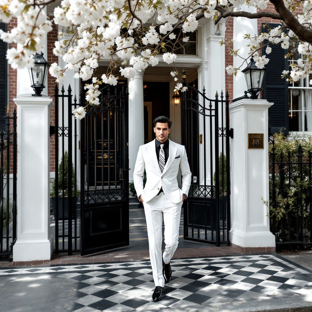 Elegant Gentleman Strolls Through New Orleans' Garden Distri...