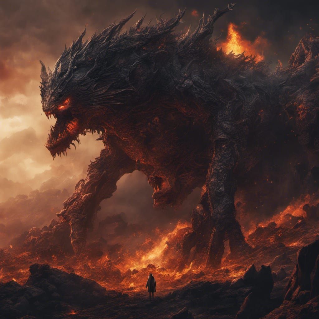 Epic Fire and Death Digital Matte Painting