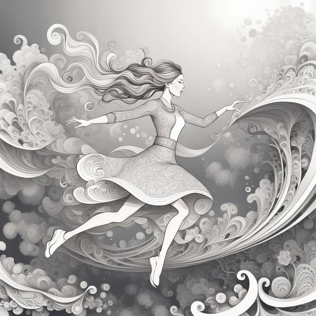 Girl Flying: Abstract Vector Fractal Art