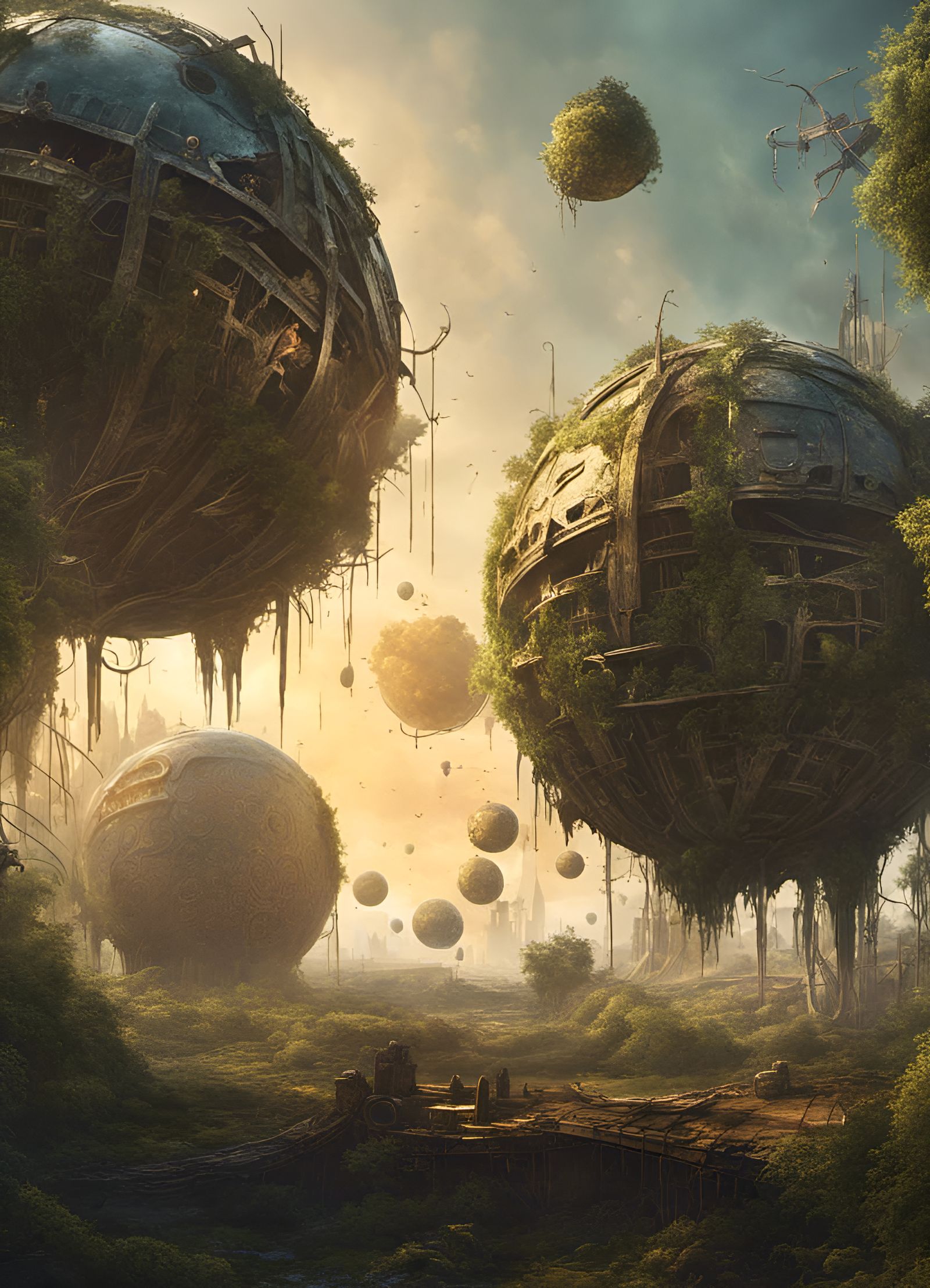 Post-Apocalyptic Elven Spaceships in Golden Hour