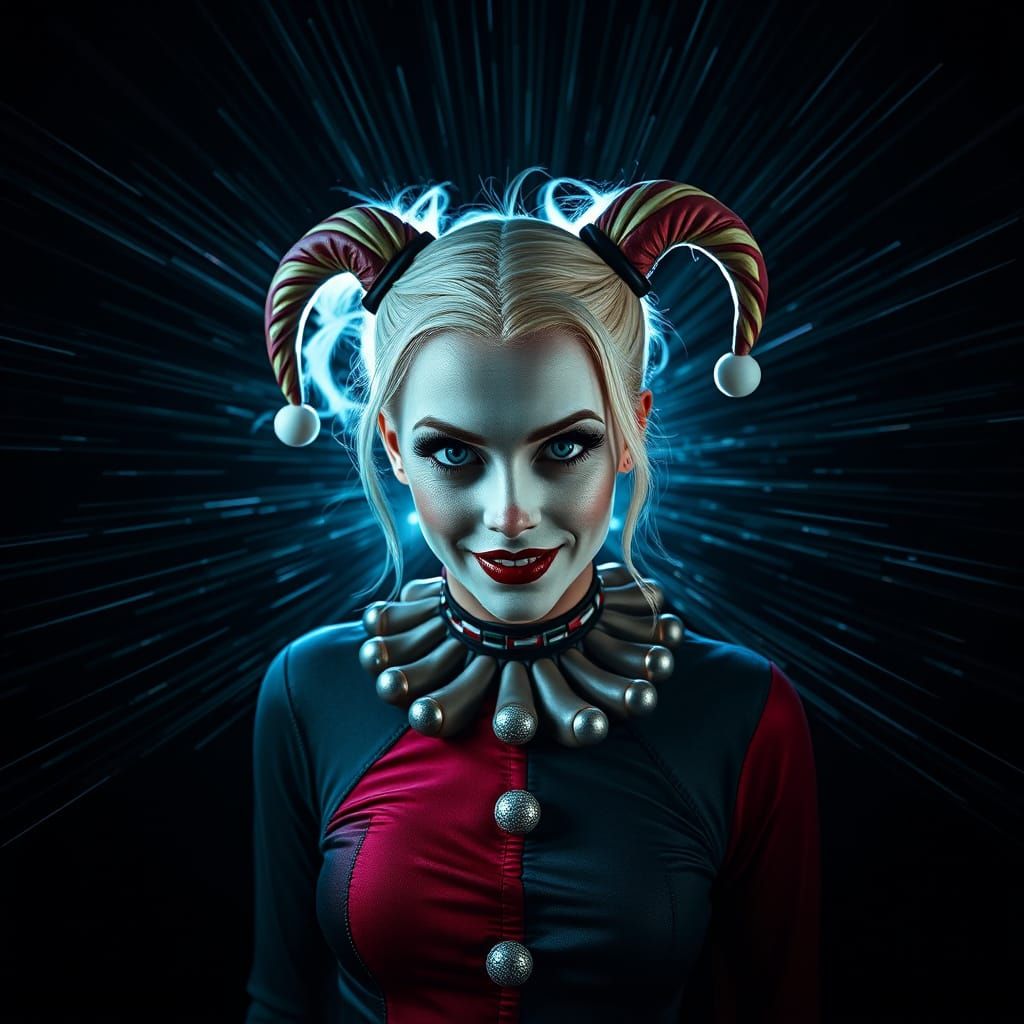 Hyper-Realistic Harley Quinn in Jester Costume