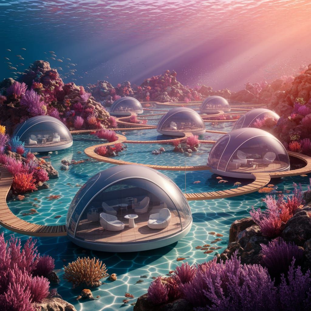 Breathtaking Underwater Village with Living Pods