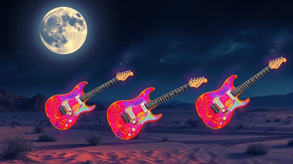 Electric Guitars Shine in Desert Eclipse