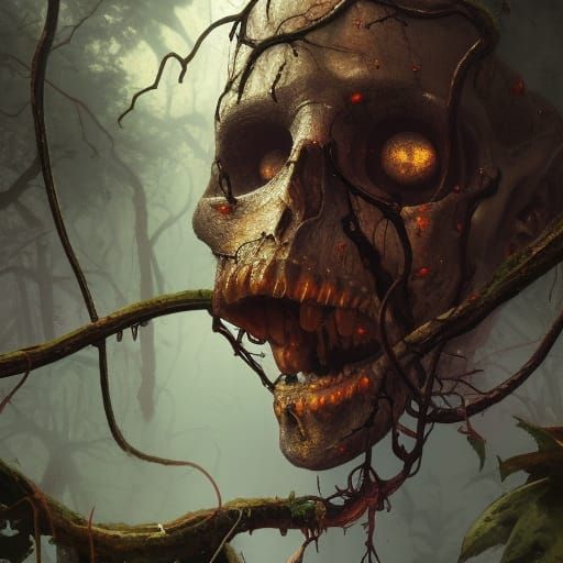 Sinister Forest Skull with Vines, Splash Art