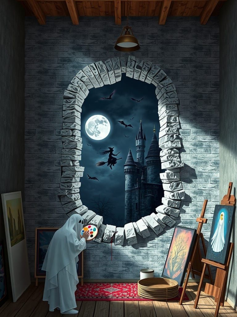 Ghostly Artist Conjures Haunting Castle Scene in Ethereal St...