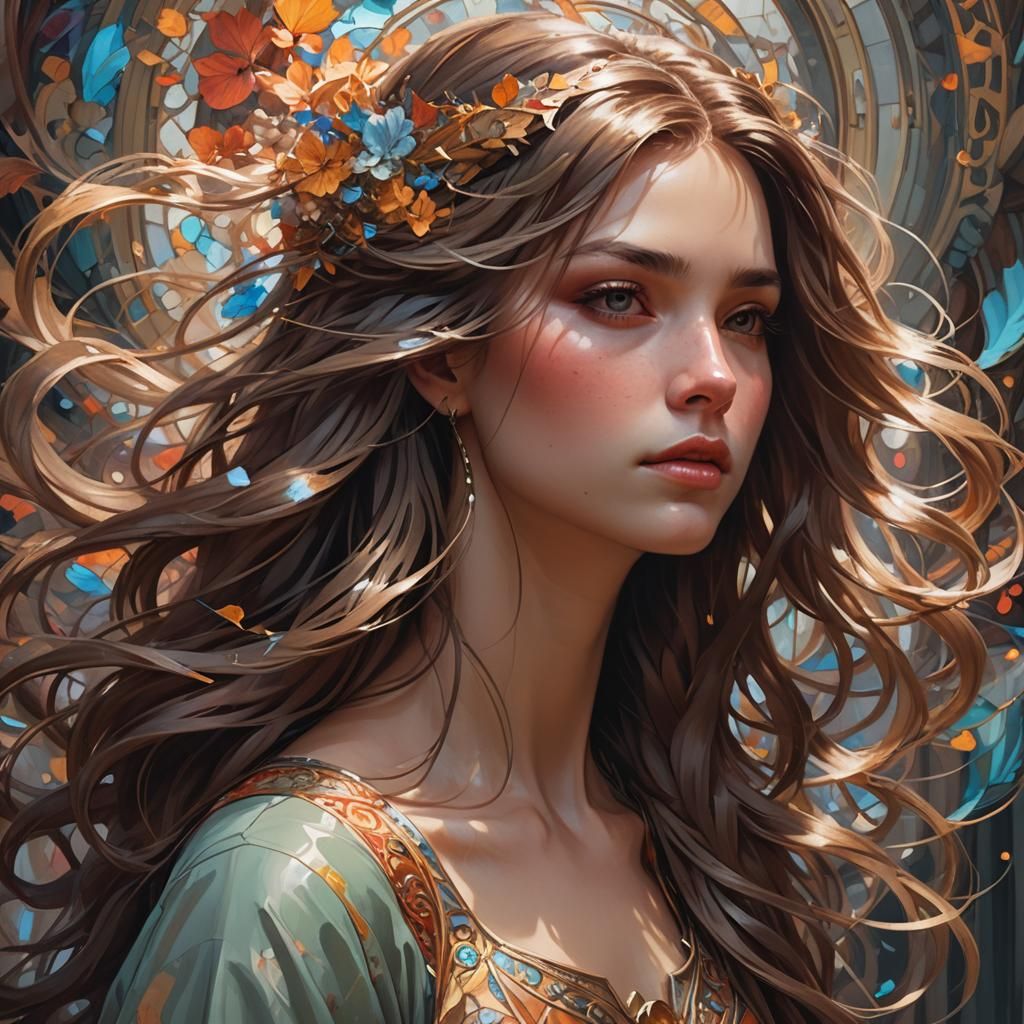 Detailed Portrait of Girl with Long Hair