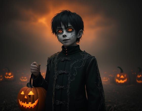 Surreal Halloween Harvest Festival With Unsettling Child