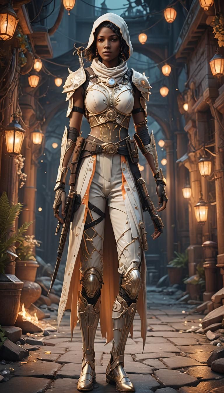 Night Assassin in Summer Attire, Detailed Matte Painting