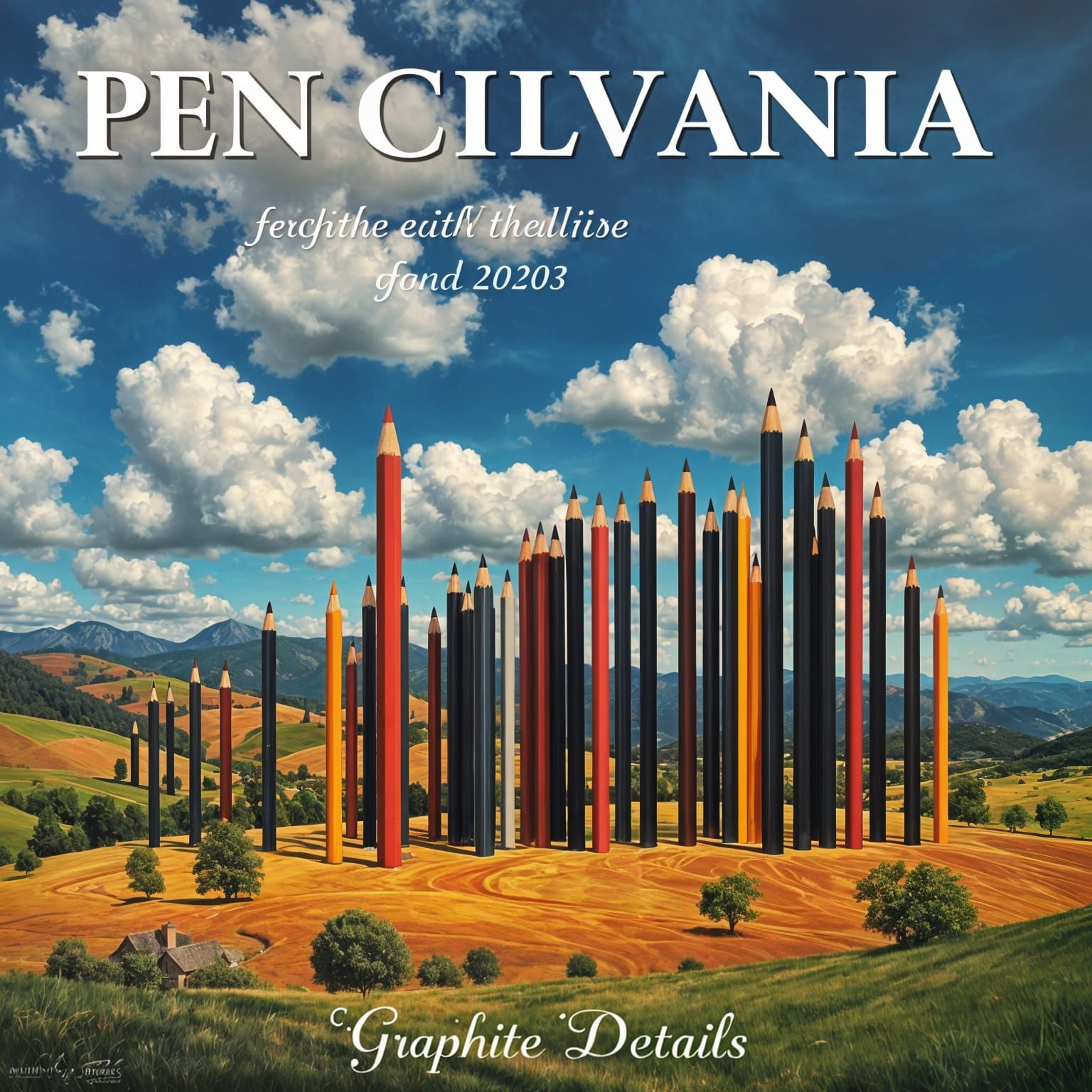 Hyperrealistic Dark Oil Painting of Pencil-Vania Landscape