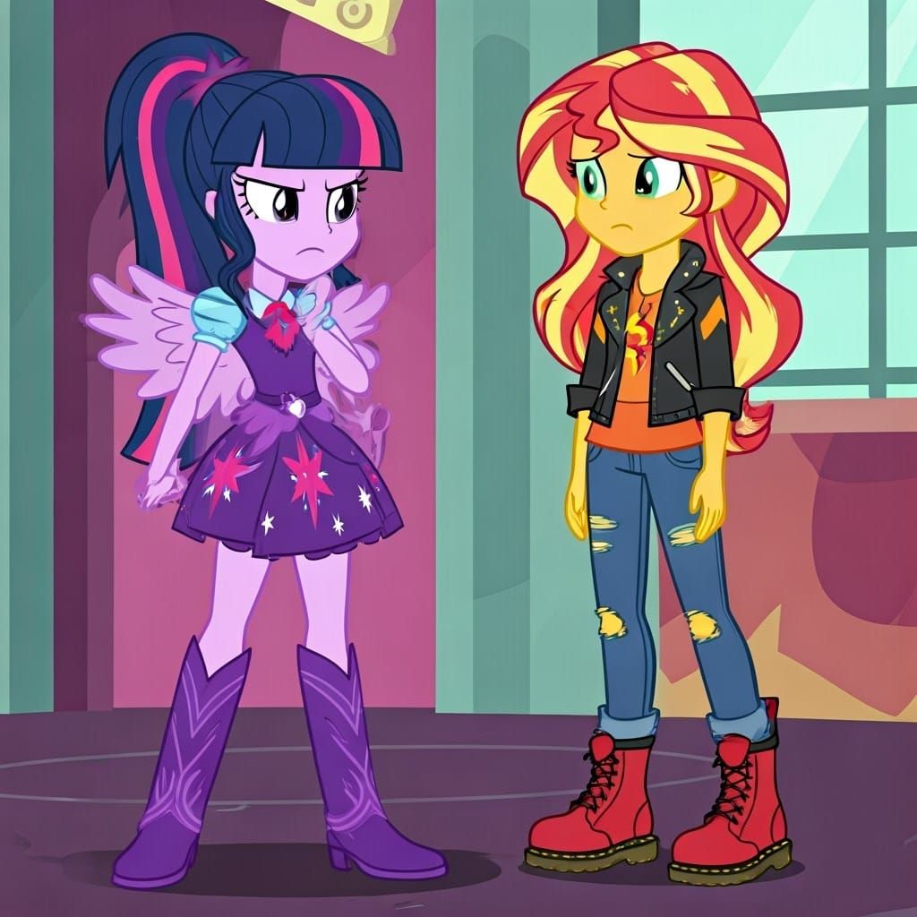 Angry Princess Twilight Sparkle Confronts Sunset Shimmer