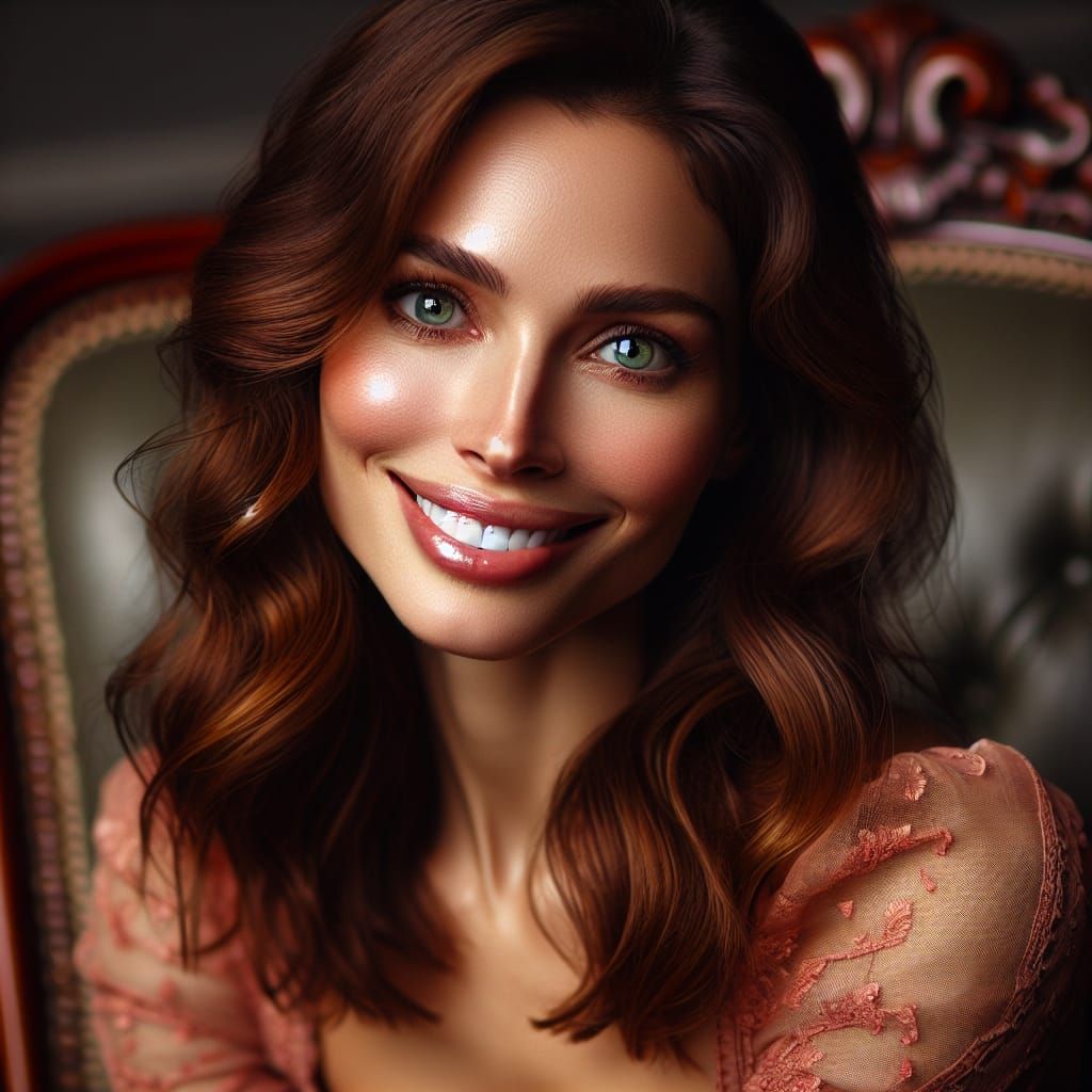 Elegant Victorian Beauty with Radiant Smile