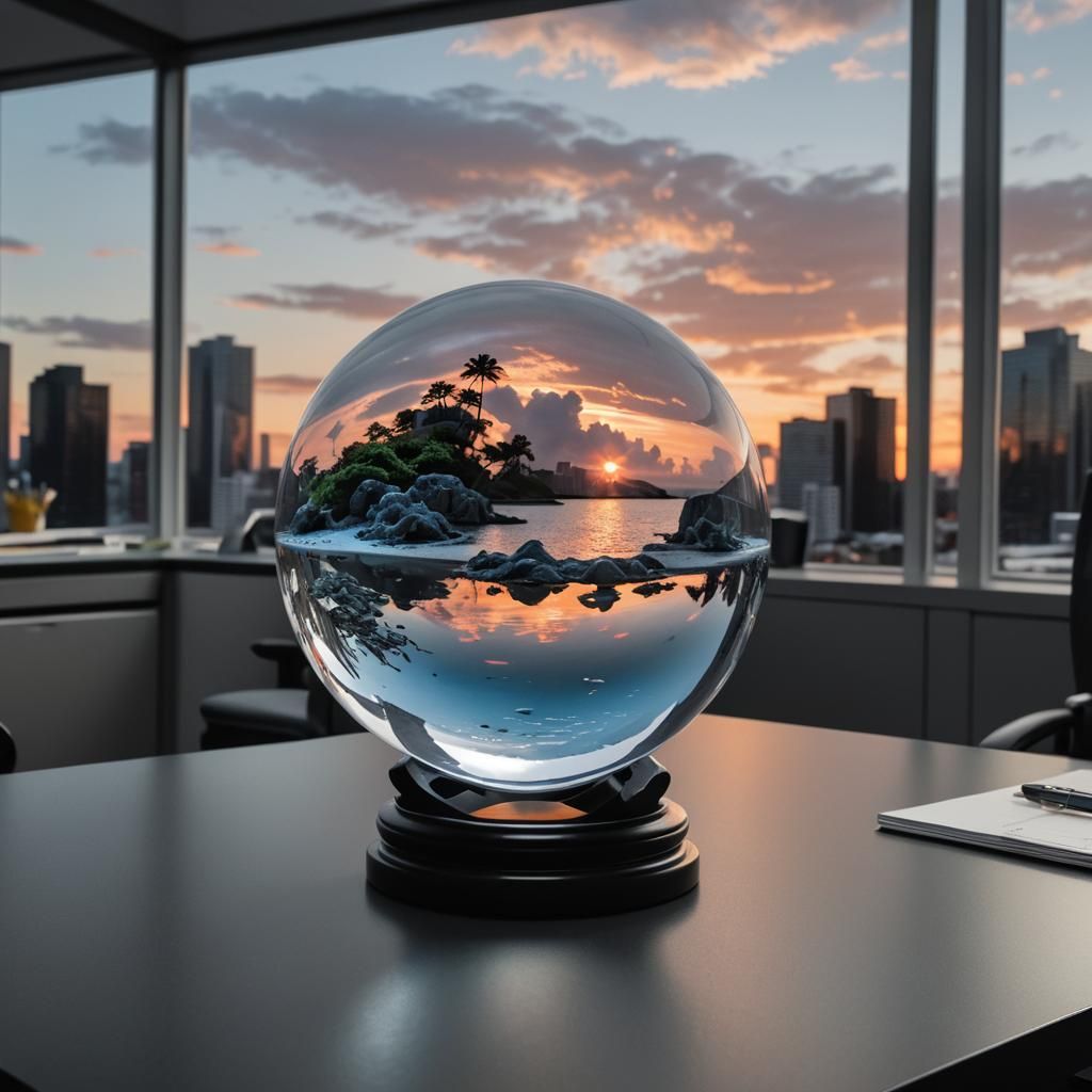 Crystal Ball Reveals Tropical Ocean Sunset