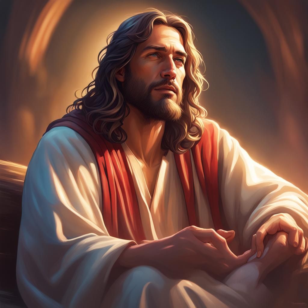 Jesus and Judas Portrait in Radiant Light