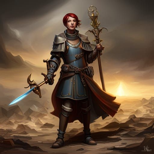 Steampunk Knight with Riviera Armor in Dark Fantasy Style