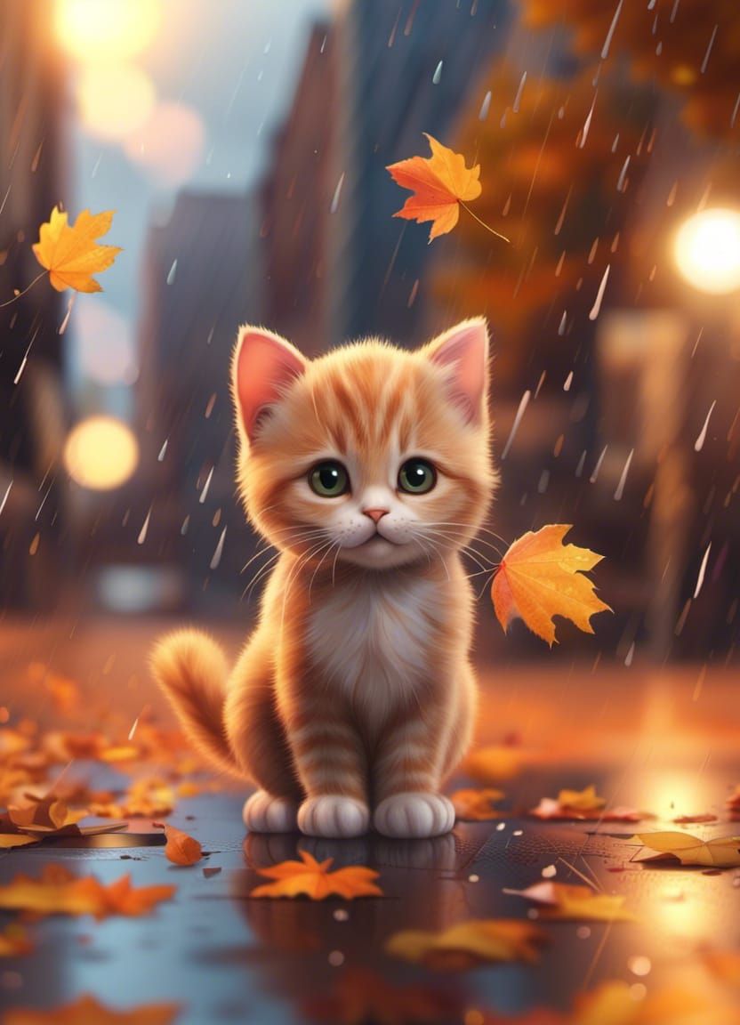 Baby Cat Portrait Cartoon