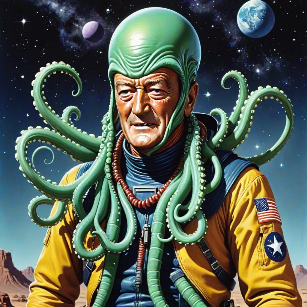 Cowboy Space Alien with Tentacles