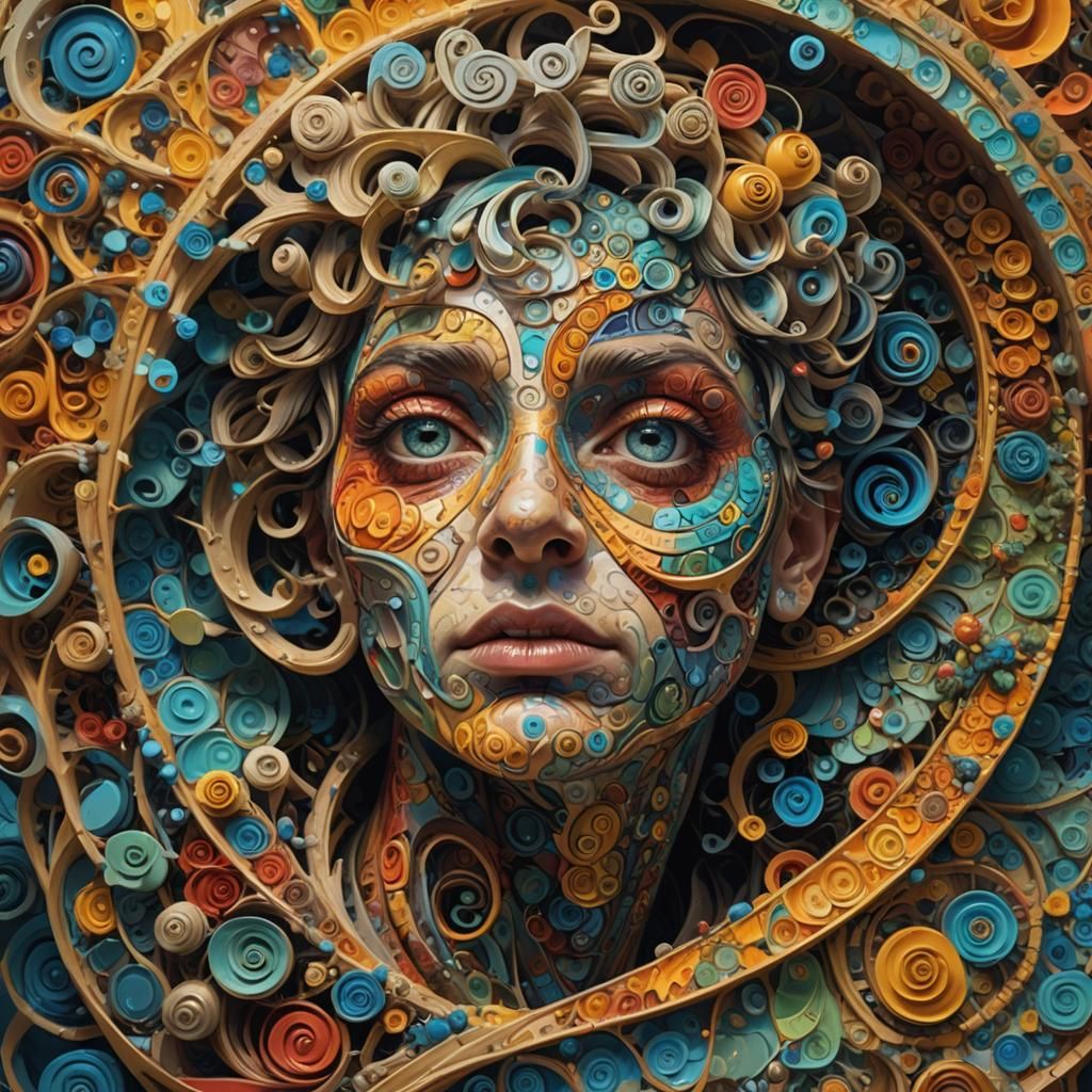 Hyperrealistic Strange Animal in Fibonacci Spiral