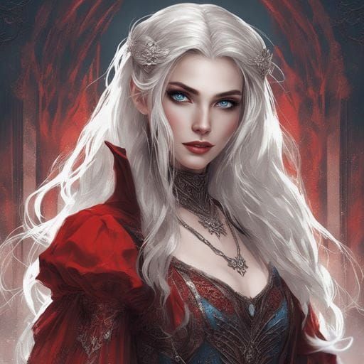 Medieval Vampire with Blue Eyes, Detailed Art