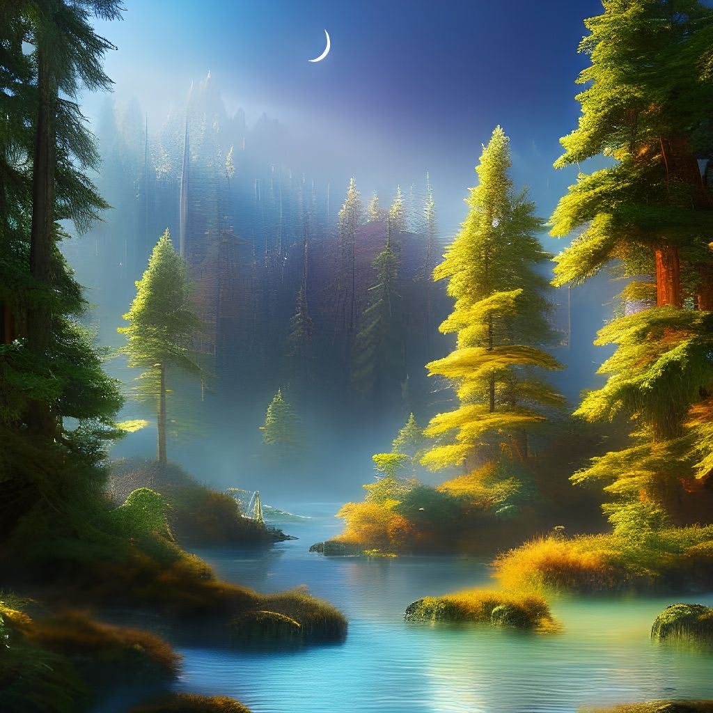 Unicorn in Mystical Forest Glade: Fantasy Concept Art