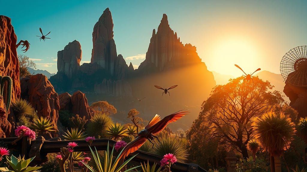 Breathtaking Alien Landscape at Golden Hour