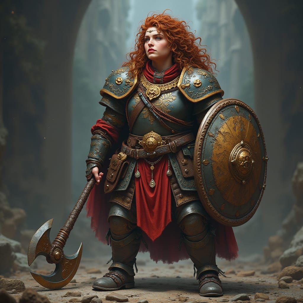 Majestic Hill Dwarf Cleric in Regal Plate Armor