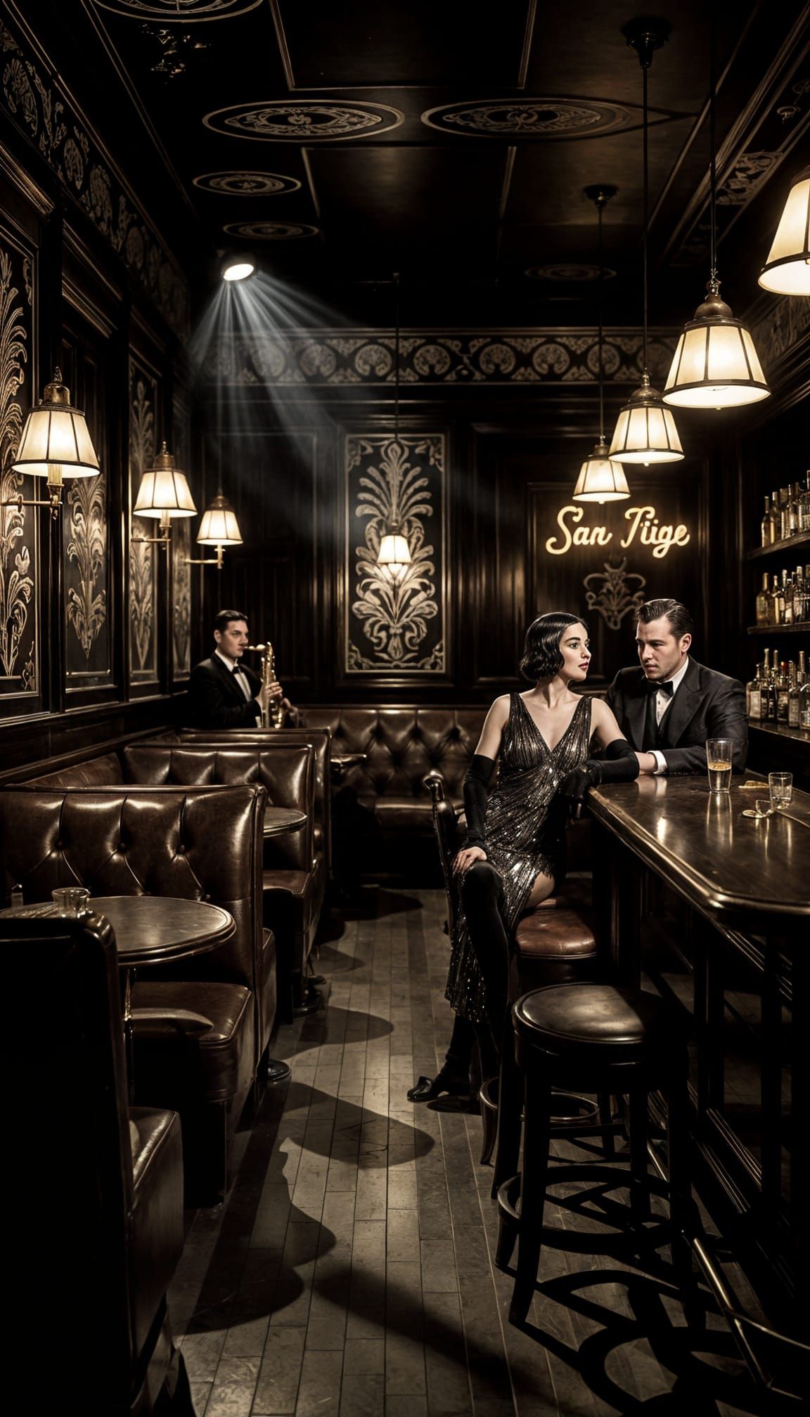 1920s Speakeasy Scene in Noir Style