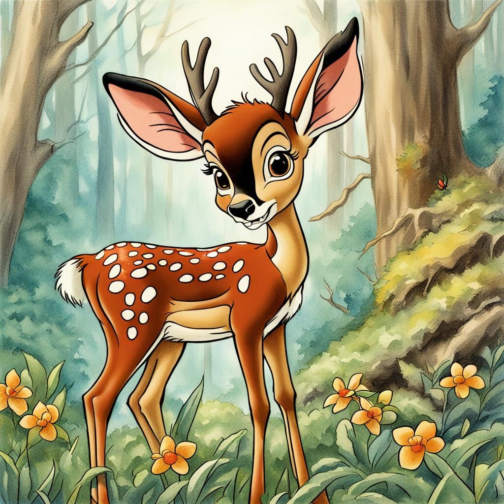Colorful Bambi Illustration