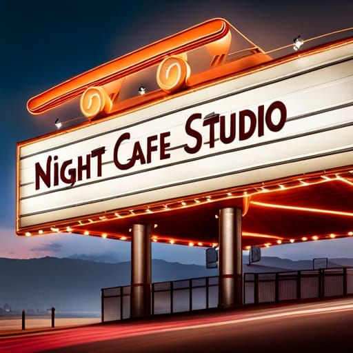 Illuminated Night Cafe Studio Billboard