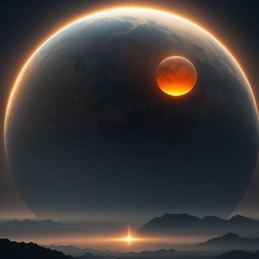 Mystical Planet and Sun in Fantasy Art Style