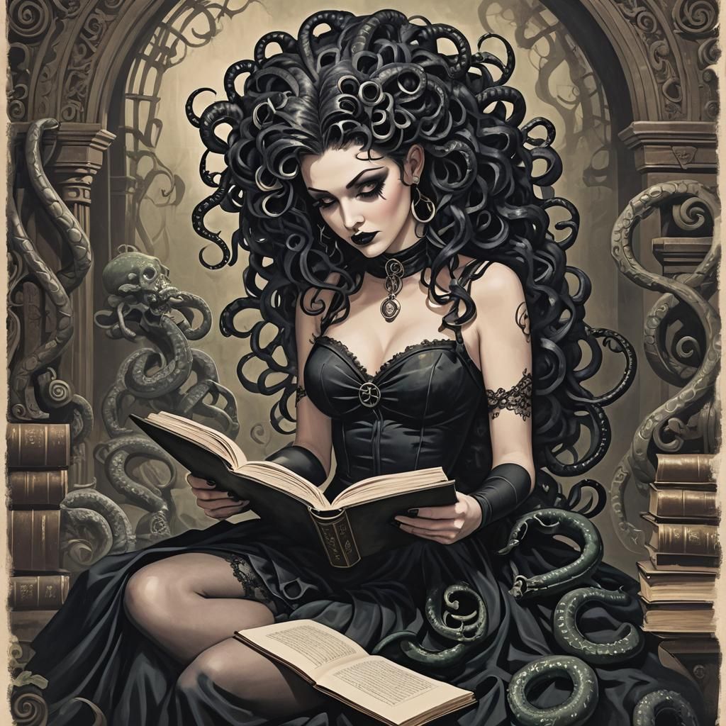 Enigmatic Medusa in a Moody Pinup Style