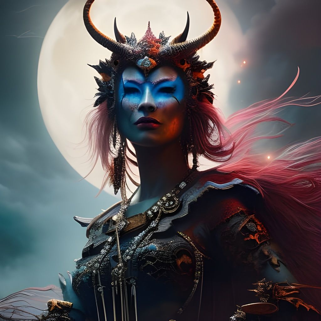 Psychotic Goth in Voodoo Costume, Photorealistic Art