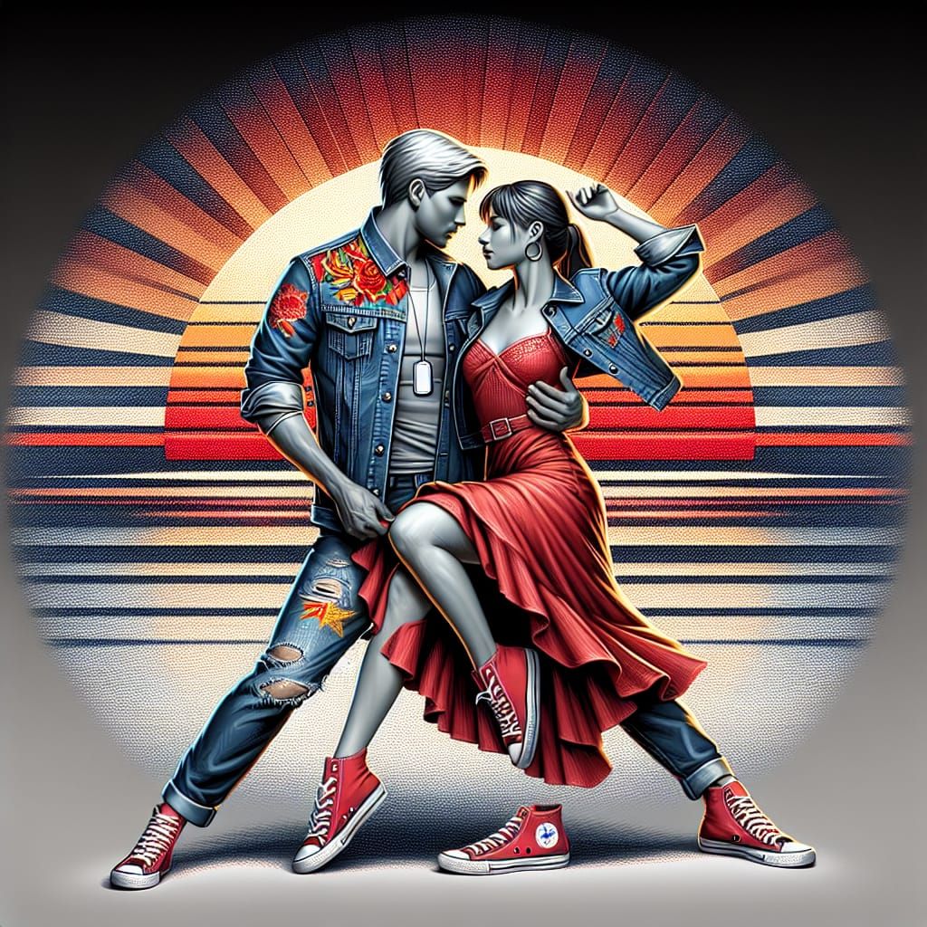 Bachata Dance on Denim: 3D Digital Art for Fashion