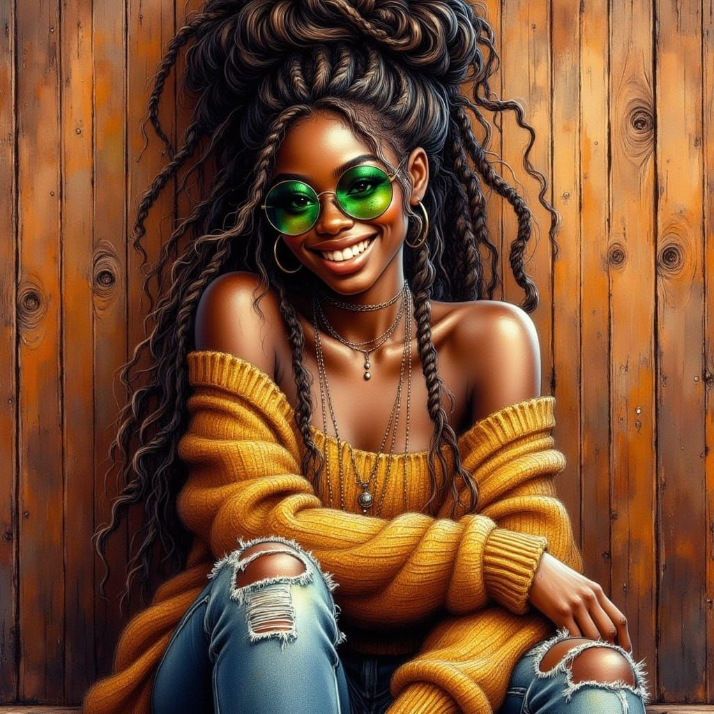 Airbrush Goddess in Metallic Gold and Green