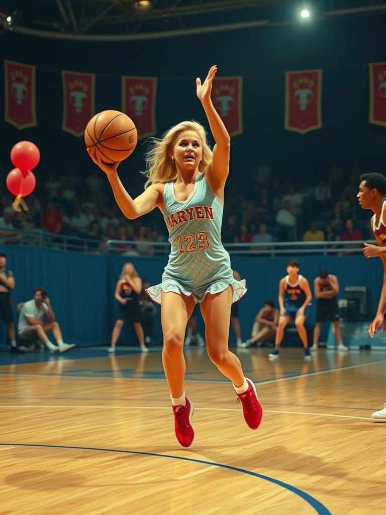 Kylie Minogue Plays Basketball in Classic Harlem Globetrotte...