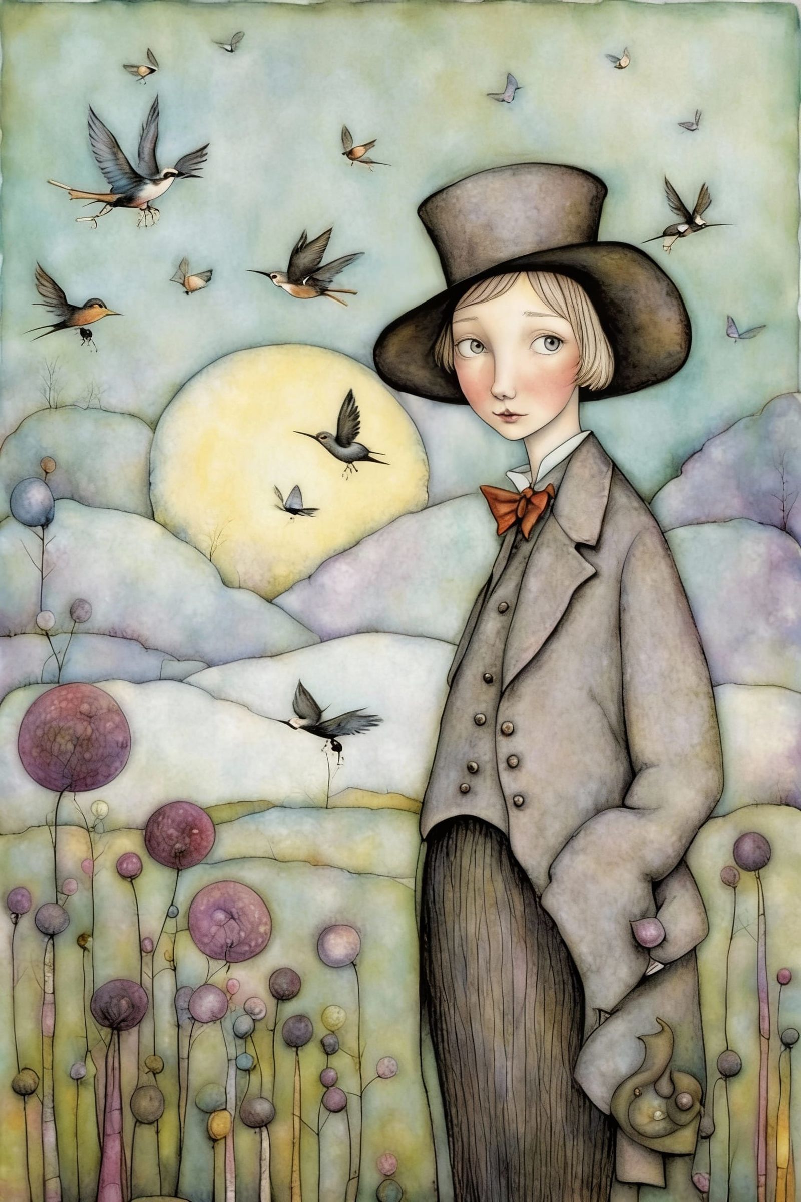 Whimsical Magician in Mystical Garden