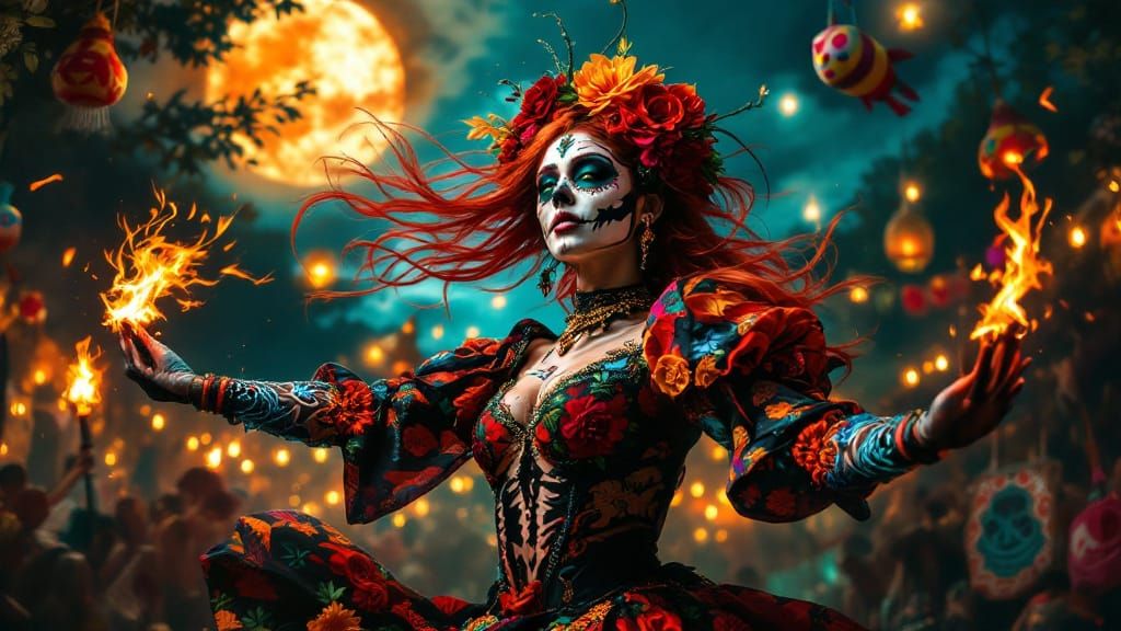 Dia de los Muertos: Nordic Woman in Fiesta