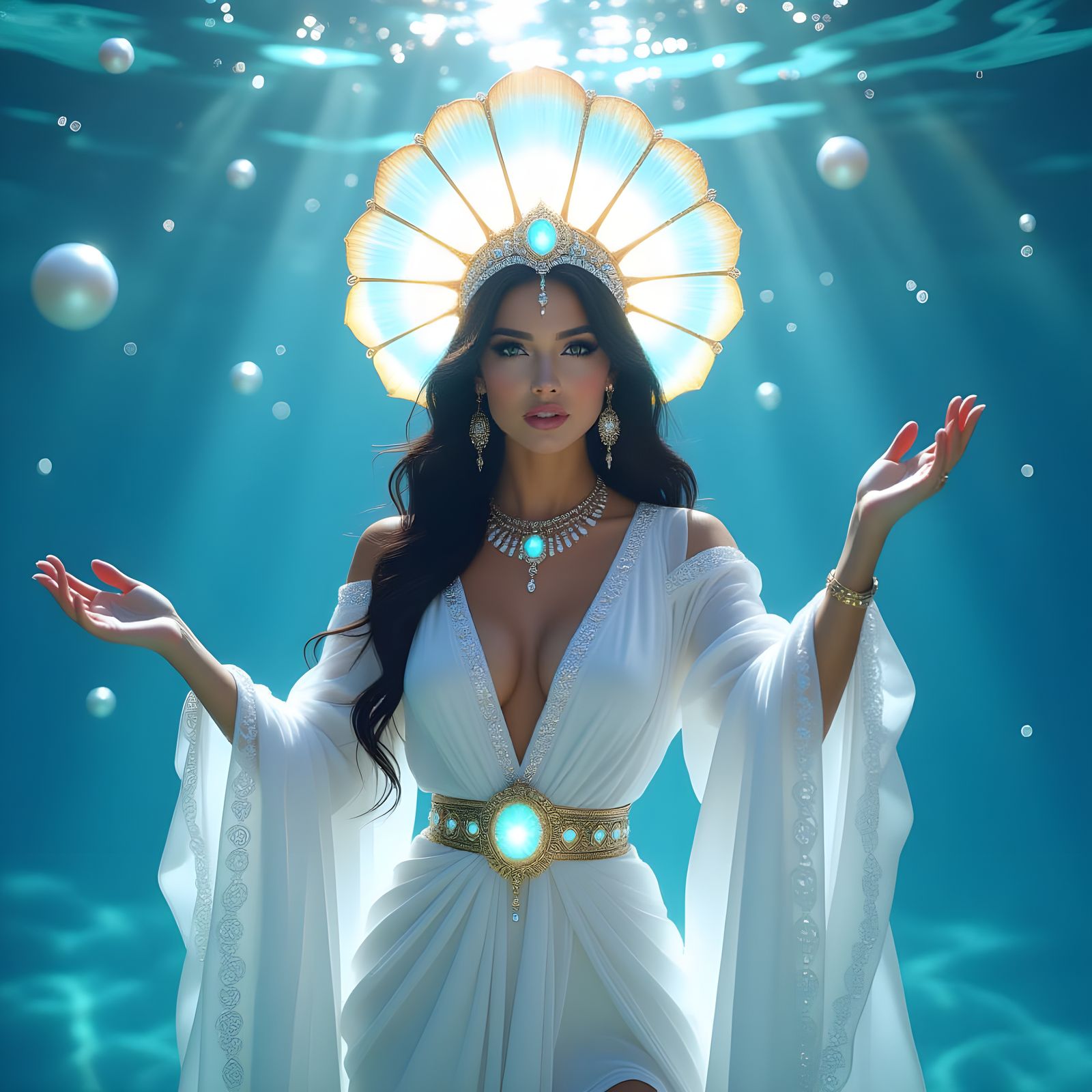 Divine Priestess of Dreams in Psychedelic Atlantis