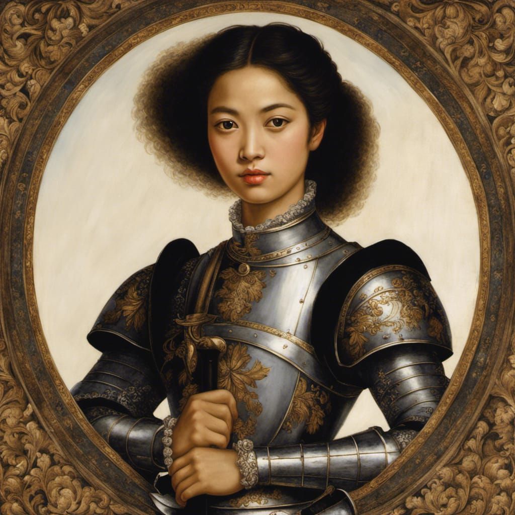 Indonesian Woman as Knight in Renaissance Style