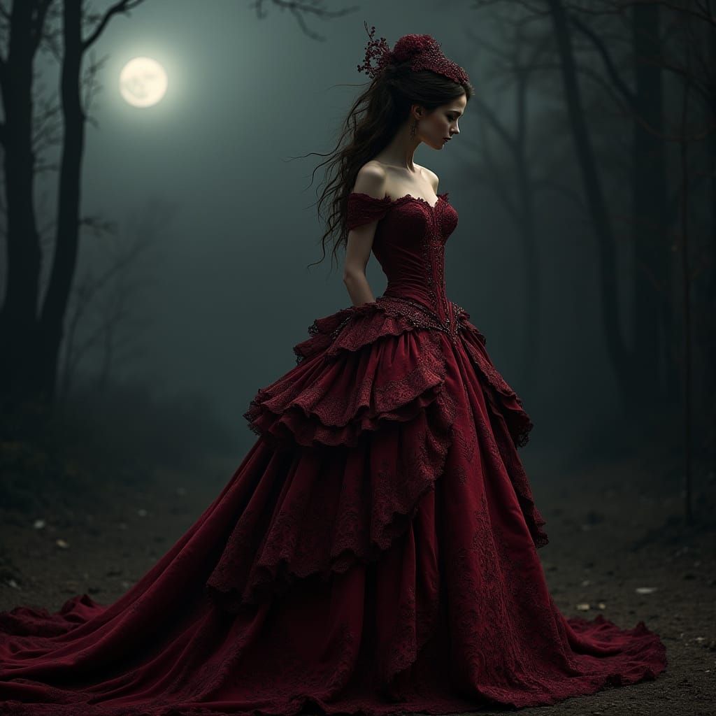 Majestic Vampire in Victorian-Era Gown, Inspired by Gothic R...