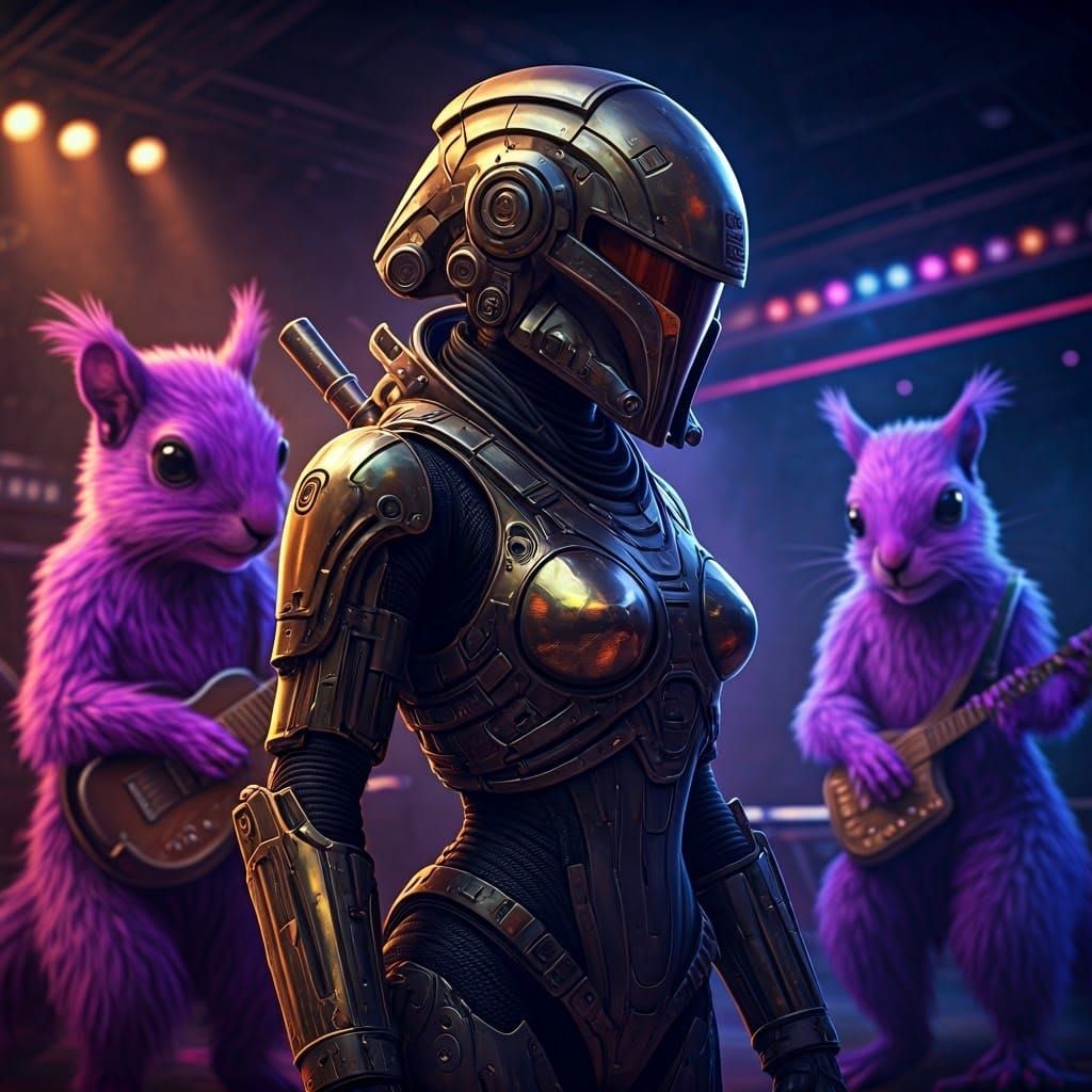 Cyberpunk Bounty Hunter Enters Smoky Jazz Club