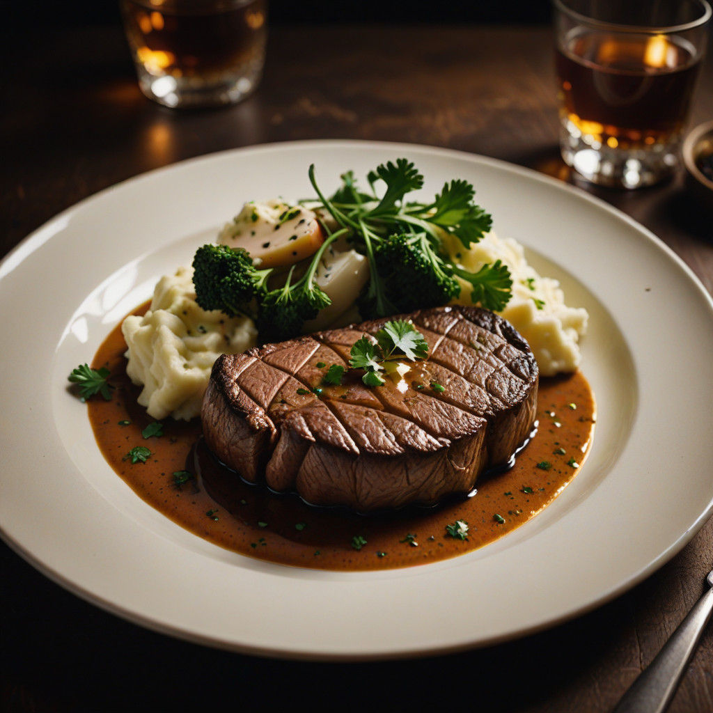 Steak Under Golden Lighting