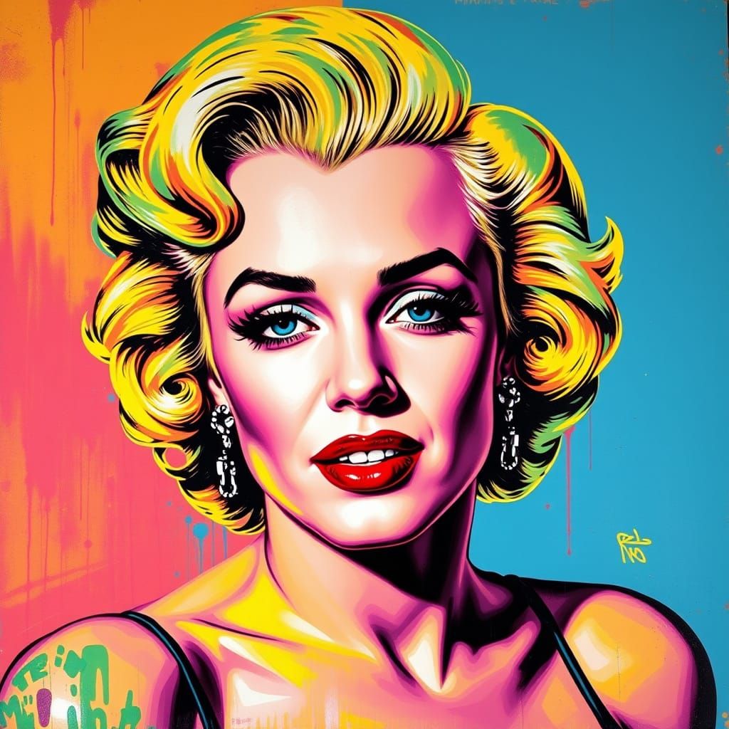 Pop Art Portrait of Marilyn Monroe in Urban Style