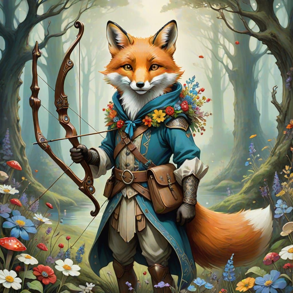 Majestic Fox Celebrates Holiday Archery in Whimsical Art Nou...