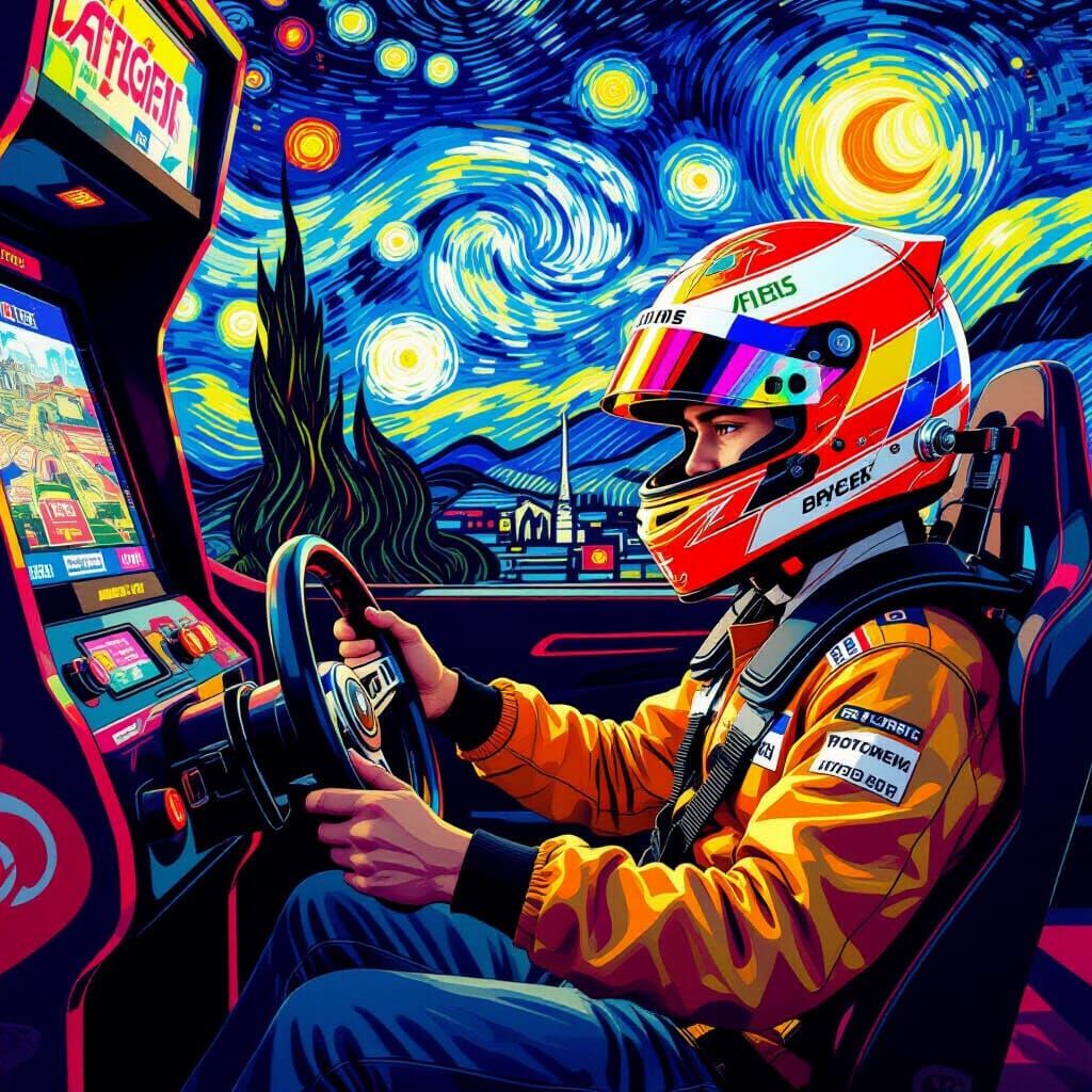 playing f1 dream at the arcade,inspired by Dan Mumford's fan...