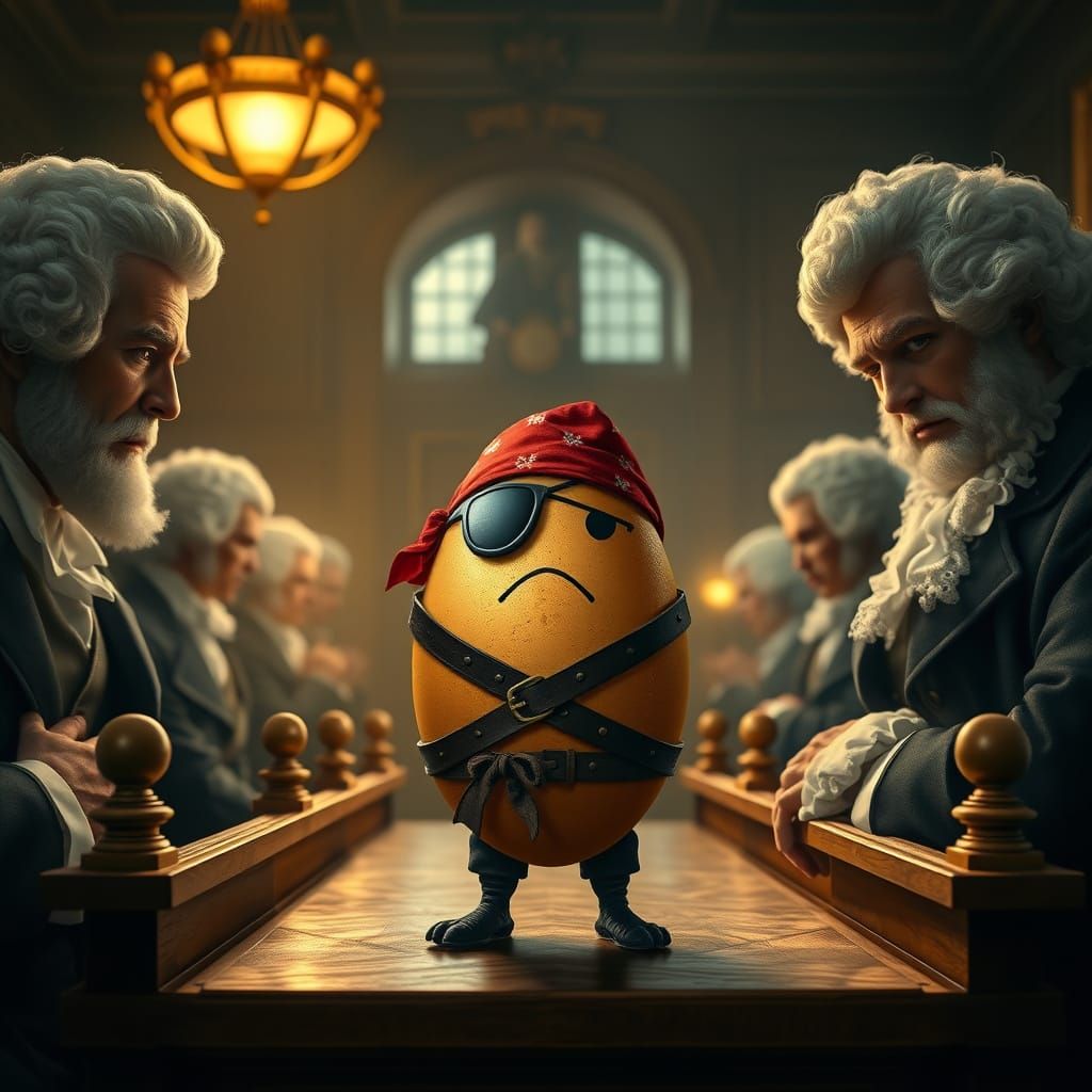 Pirate Egg Stands Trial in 19th Century British Courtroom