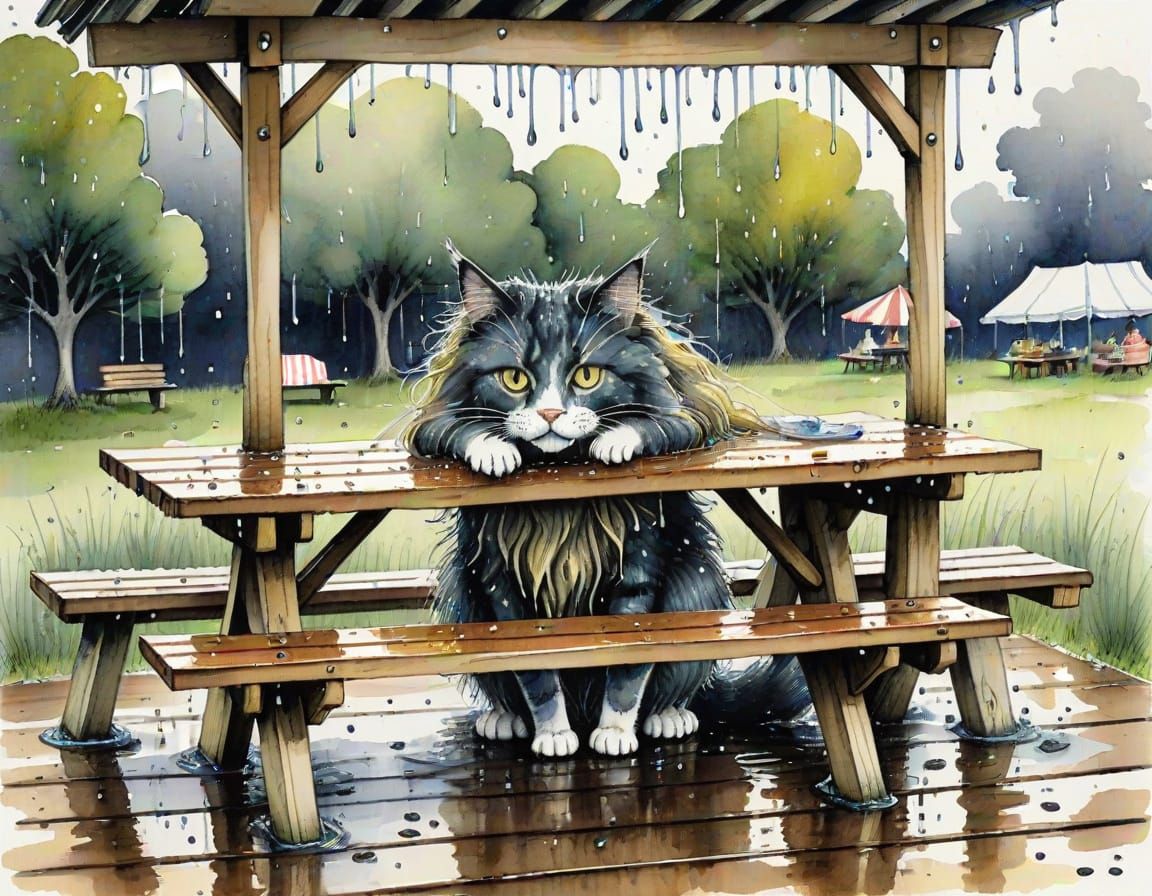 FAIL: So much wrong: 6 paws, cat coming up *through* the table, cover support positioning...