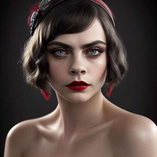 Cara Delevingne as 1920s Flapper in Chiaroscuro Style